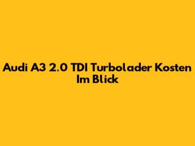 Audi A3 2.0 TDI Turbolader Kosten Im Blick